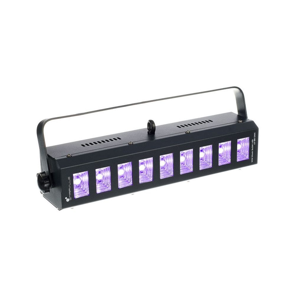 פנס UV לד Stairville 9×3W – זווית 110°, שליטת פיקסלים ב-DMX, מצב מוזיקה, גוף מתכת שחור 3 פנס ה-UV עם שליטת הפיקסלים – פנס UV לד, תמונה 3