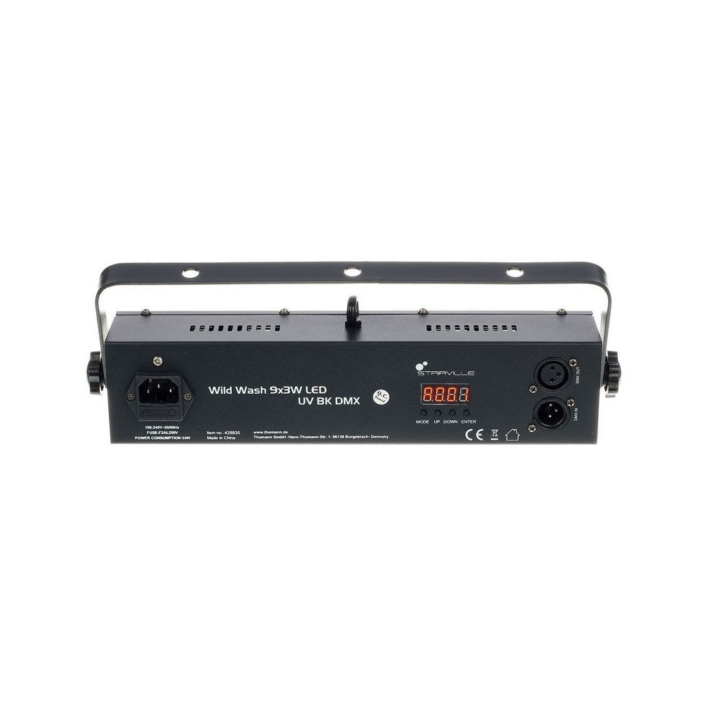 פנס UV לד Stairville 9×3W – זווית 110°, שליטת פיקסלים ב-DMX, מצב מוזיקה, גוף מתכת שחור 4 פנס ה-UV עם שליטת הפיקסלים – פנס UV לד, תמונה 4