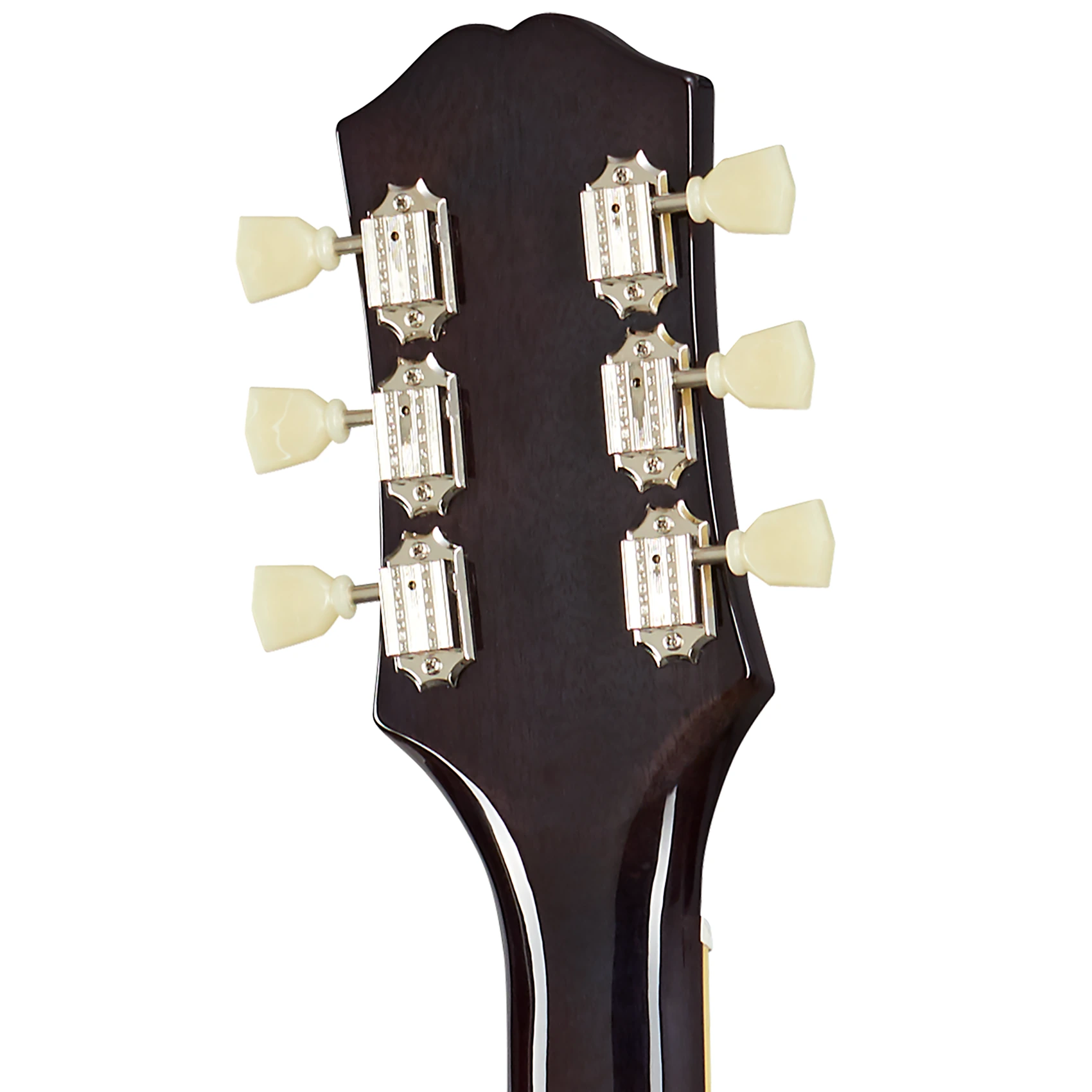 Epiphone ES-335 Figured Blueberry Burst – גיטרה חשמלית חצי חלולה 6 Epiphone ES-335 Figured — ראש הגיטרה ומפתחות כיוון מאחור
