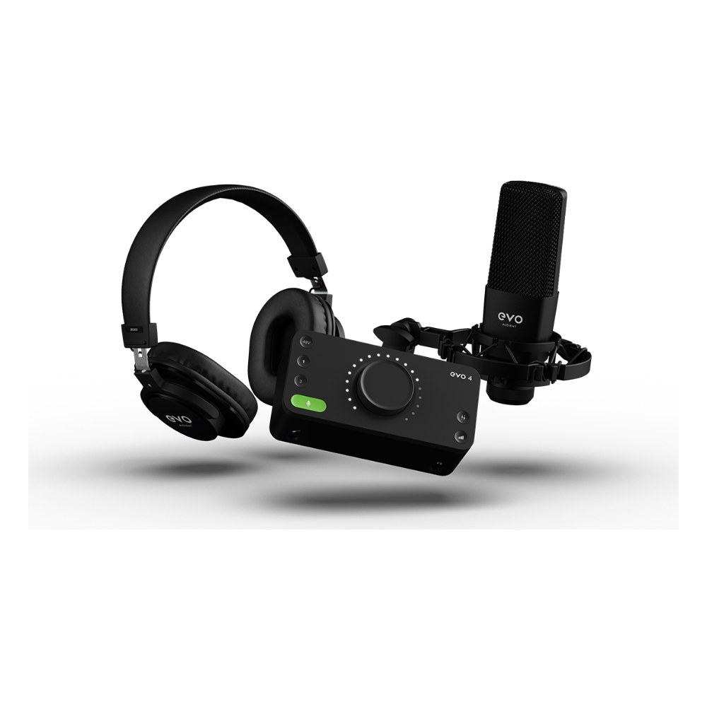 ערכת הקלטה Audient EVO Start Recording Bundle – כרטיס קול EVO 4, מיקרופון ואוזניות 1 ערכת הקלטה Audient EVO עם כרטיס קול, מיקרופון SR1 ואוזניות SR2000