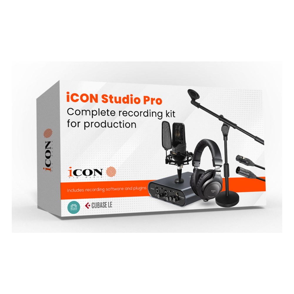 ערכת הקלטה iCON Studio Pro – מיקרופון קונדנסר Nova, כרטיס קול Duo 44 Dyna ואוזניות 1 ערכת הקלטה iCON Studio Pro עם מיקרופון Nova, כרטיס קול Duo 44 Dyna ואוזניות