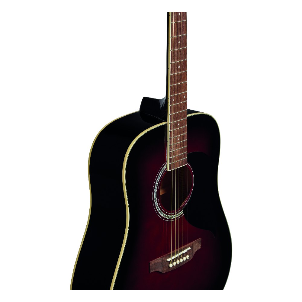 גיטרה אקוסטית אדומה EKO Ranger 6 Red Sunburst – Dreadnought קלאסית למתחילים 3 גיטרה אקוסטית EKO Ranger 6 בגימור Red Sunburst עם פיקגארד מעוטר – תמונה 3