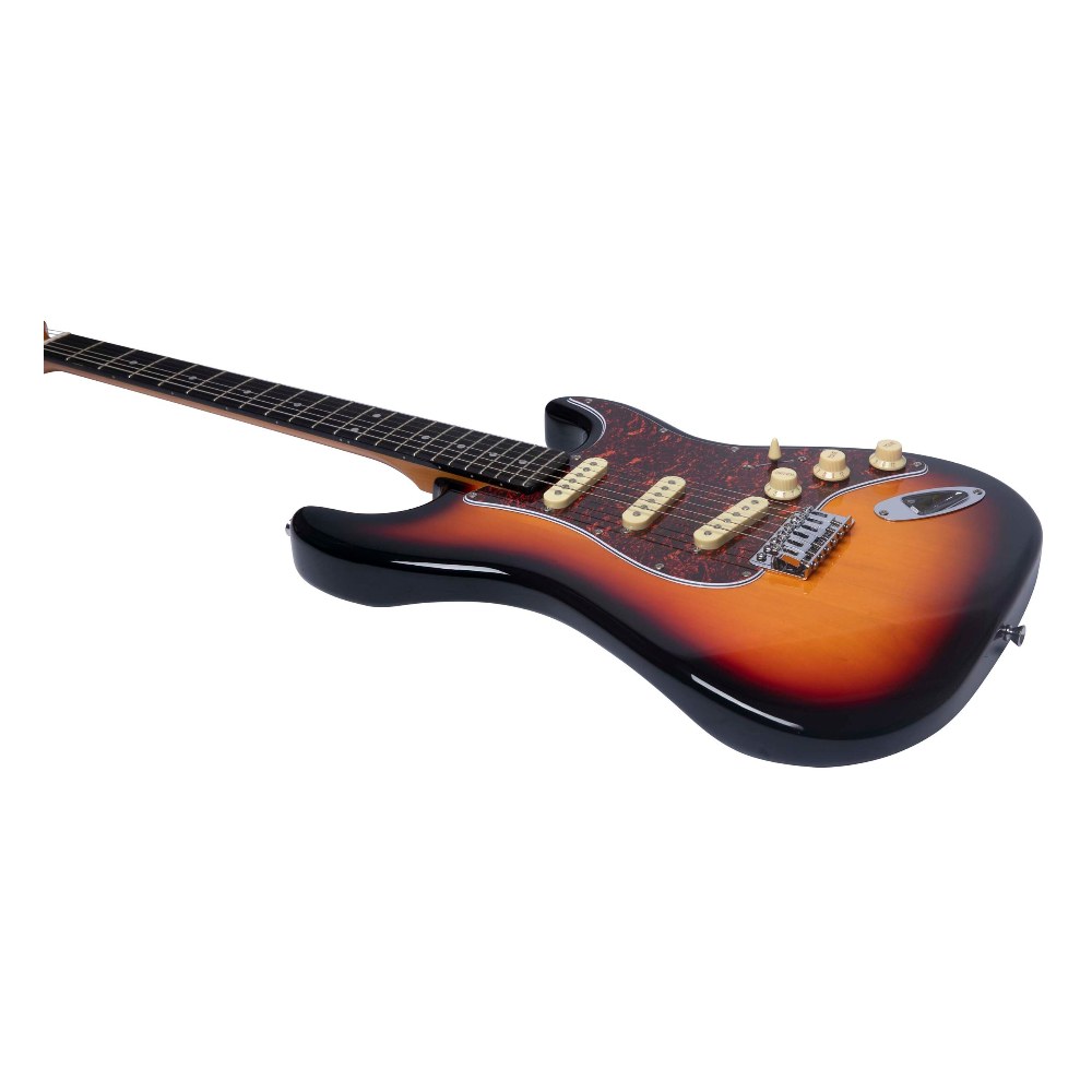 גיטרה חשמלית EKO ST-300 Sunburst – סטרט קלאסי עם 22 סריגים ו-3 פיקאפים Single Coil 3 גיטרה חשמלית EKO ST-300 בגימור Sunburst עם פיקגארד Aged White – תמונה 3