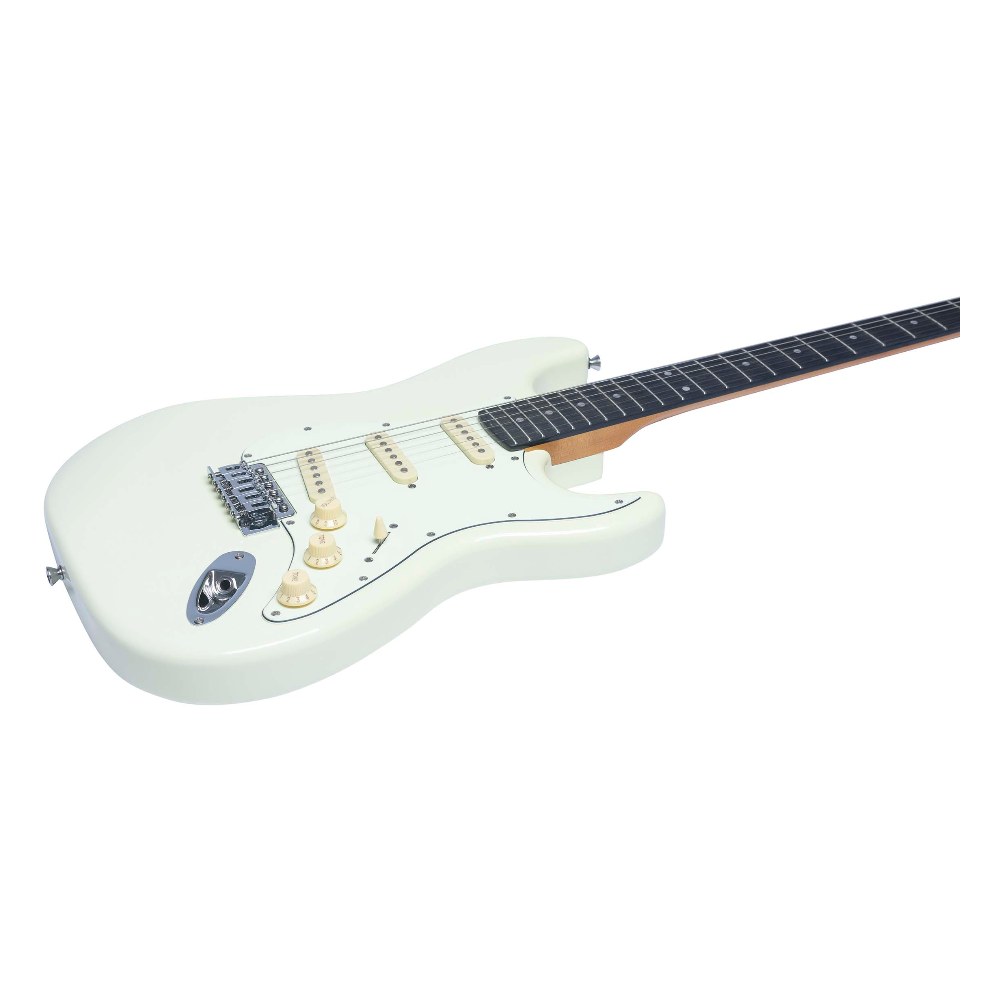 גיטרה חשמלית לבנה EKO ST-300 Olymphic White – סגנון סטרט עם בורר 5 מצבים 4 גיטרה חשמלית לבנה EKO ST-300 בגימור Olymphic White עם פיקגארד Aged White – תמונה 4