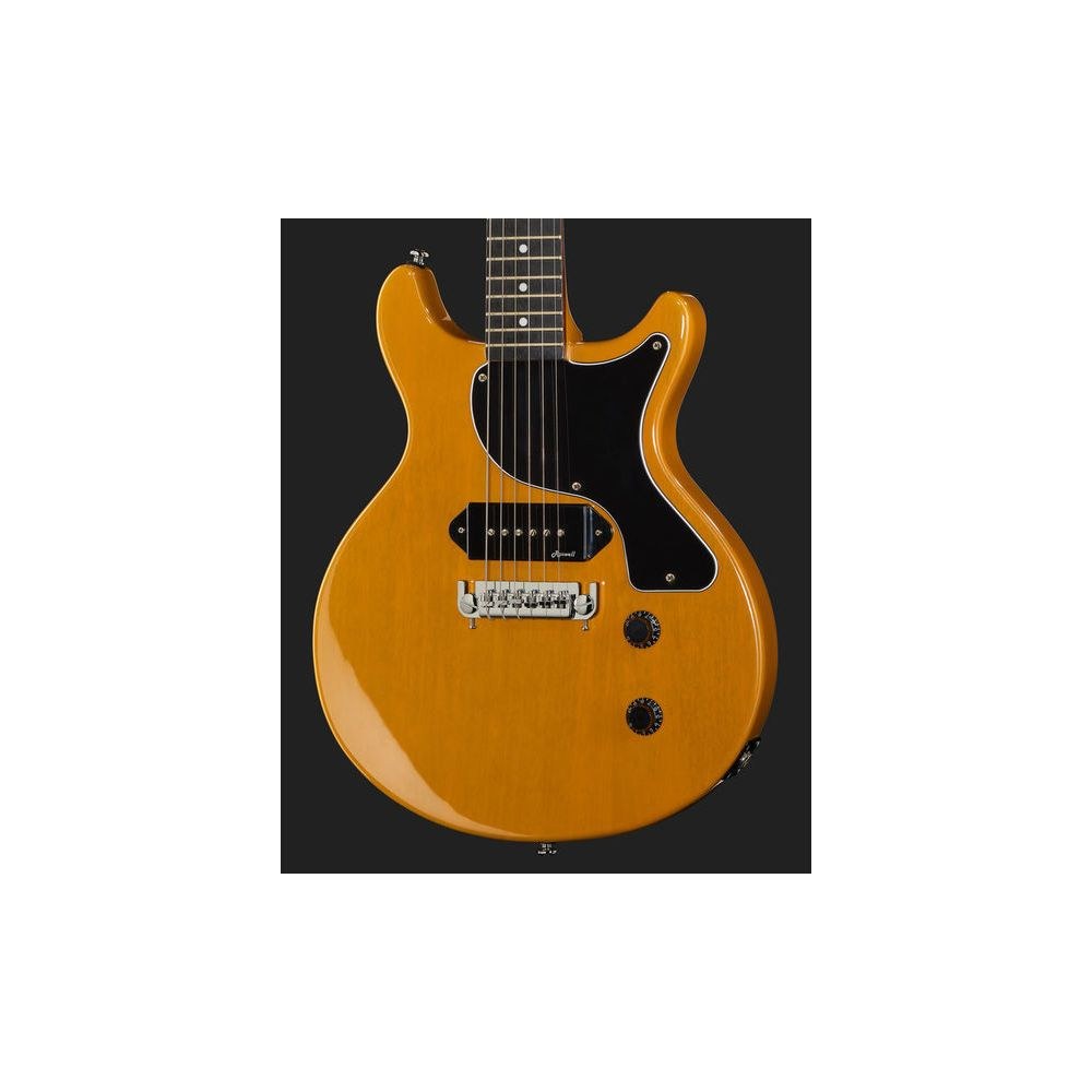 גיטרה חשמלית Harley Benton דאבל-קאט ג׳וניור עם P90 – גשר Wraparound, TV Yellow (יבוא בלעדי) 4 הג׳וניור הצהובה של Harley Benton – גיטרה חשמלית ג׳וניור, תמונה 4