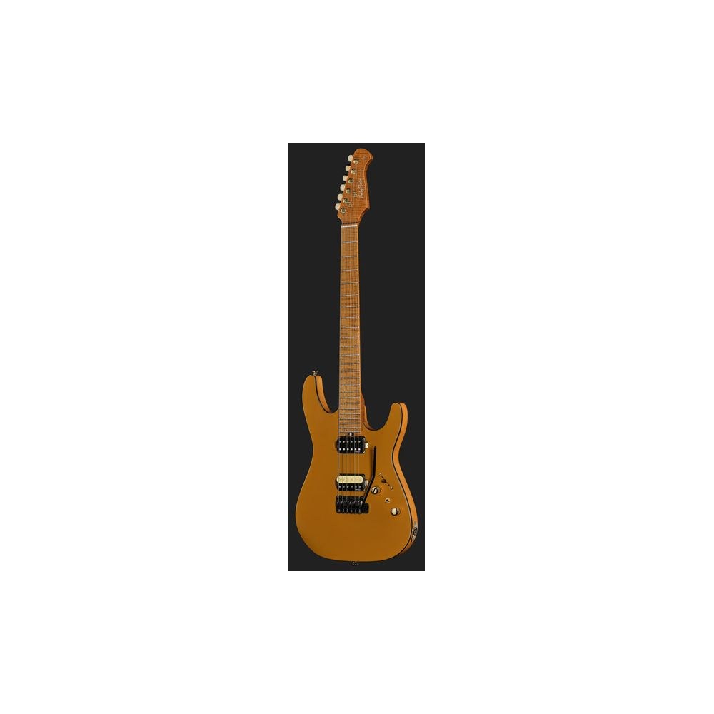 גיטרה חשמלית Harley Benton HH – פרטת מייפל, 24 סריגי נירוסטה, Babicz ונועלים, זהב סאטן (יבוא בלעדי) 2 גיטרת ה-HH בזהב סאטן – גיטרה חשמלית, תמונה 2