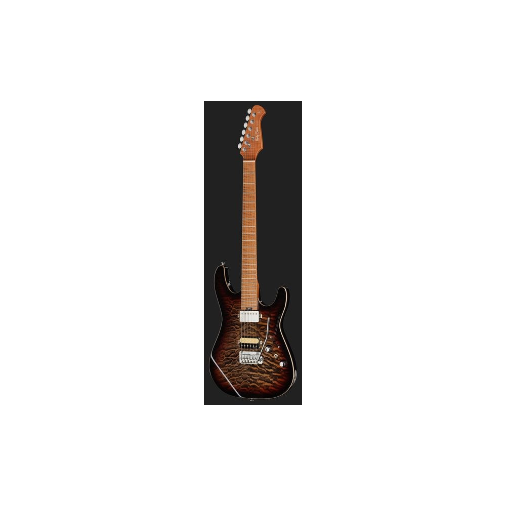 גיטרה חשמלית Harley Benton HH – מייפל קווילט, פרטת מייפל, 24 סריגי נירוסטה, Quilt Dusk Glow (יבוא בלעדי) 2 ה-HH בגוון השקיעה עם פרטת מייפל – גיטרה חשמלית, תמונה 2