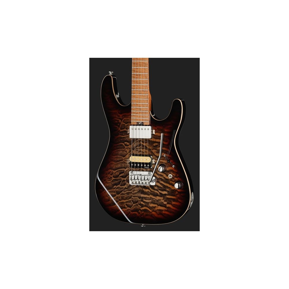 גיטרה חשמלית Harley Benton HH – מייפל קווילט, פרטת מייפל, 24 סריגי נירוסטה, Quilt Dusk Glow (יבוא בלעדי) 4 ה-HH בגוון השקיעה עם פרטת מייפל – גיטרה חשמלית, תמונה 4