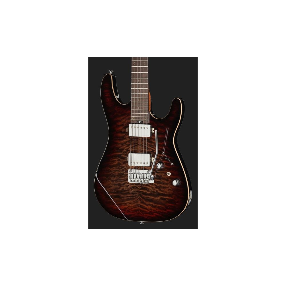 גיטרה חשמלית Harley Benton HH – מייפל קווילט, פרטת רוזווד, 24 סריגי נירוסטה, Quilt Dusk Glow (יבוא בלעדי) 4 גיטרת ה-HH בגוון השקיעה – גיטרה חשמלית, תמונה 4