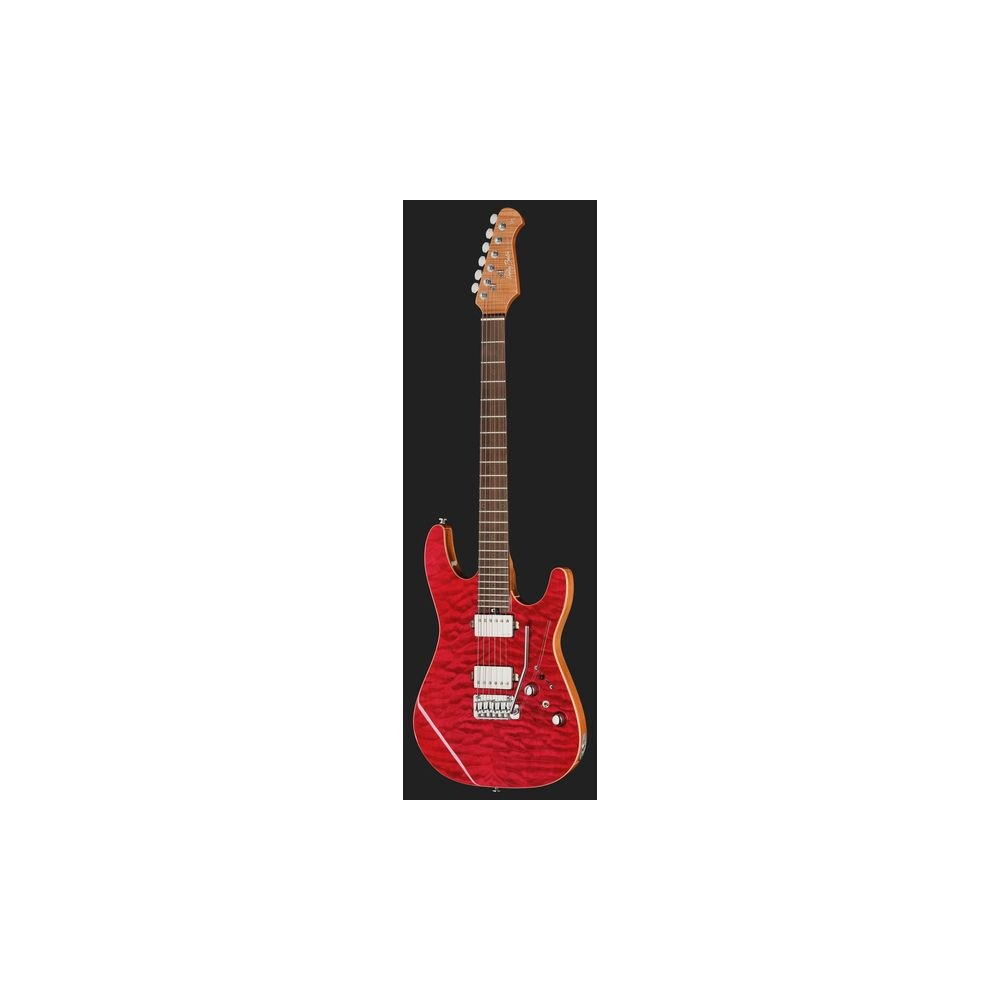 גיטרה חשמלית Harley Benton HH – פרטת רוזווד, 24 סריגי נירוסטה, טרמולו Babicz, Quilt Raspberry (יבוא בלעדי) 2 ה-HH בגוון הפטל – גיטרה חשמלית, תמונה 2
