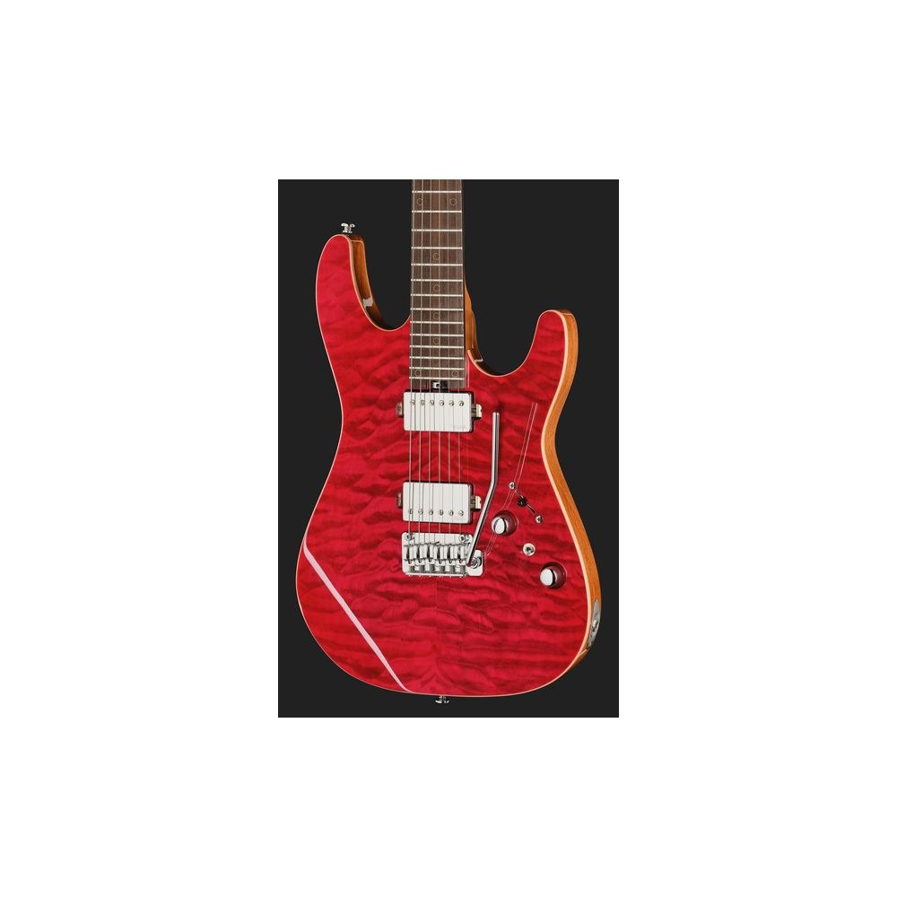 גיטרה חשמלית Harley Benton HH – פרטת רוזווד, 24 סריגי נירוסטה, טרמולו Babicz, Quilt Raspberry (יבוא בלעדי) 4 ה-HH בגוון הפטל – גיטרה חשמלית, תמונה 4