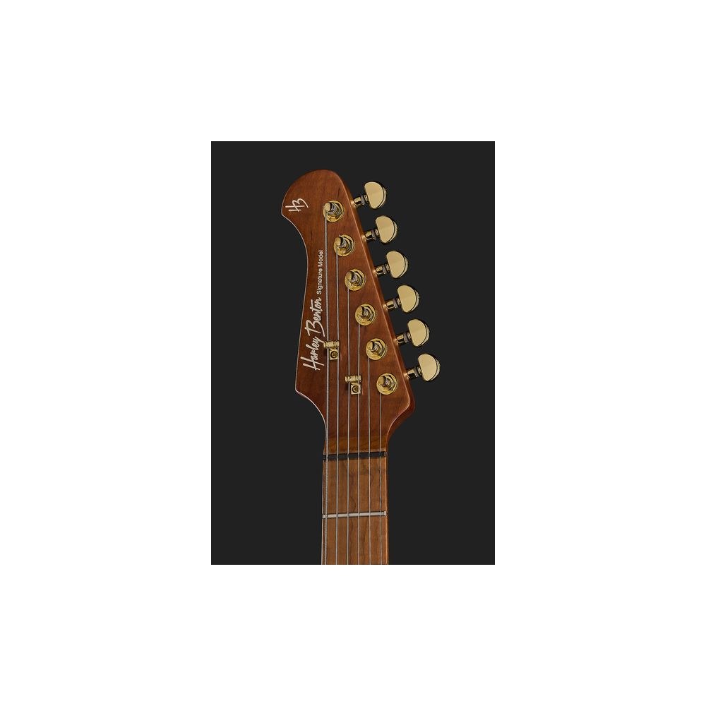 גיטרה חשמלית Harley Benton HH – טופ אגוז, מייפל להבה קלוי, גשר Babicz ומתכות זהב, טבעי (יבוא בלעדי) 6 גיטרת האגוז והזהב של Harley Benton – גיטרה חשמלית, תמונה 6