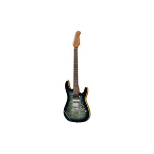 גיטרה חשמלית Harley Benton HSH – טופ מייפל קווילט, 24 סריגי נירוסטה, Babicz ומכוונים נועלים, כחול (יבוא בלעדי)