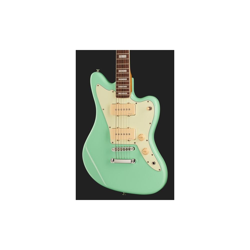 גיטרת אופסט חשמלית Harley Benton – 2 פיקאפי Roswell JM, שיבוצי בלוק, Seafoam Green (יבוא בלעדי) 4 האופסט הירוקה של Harley Benton – גיטרת אופסט חשמלית, תמונה 4