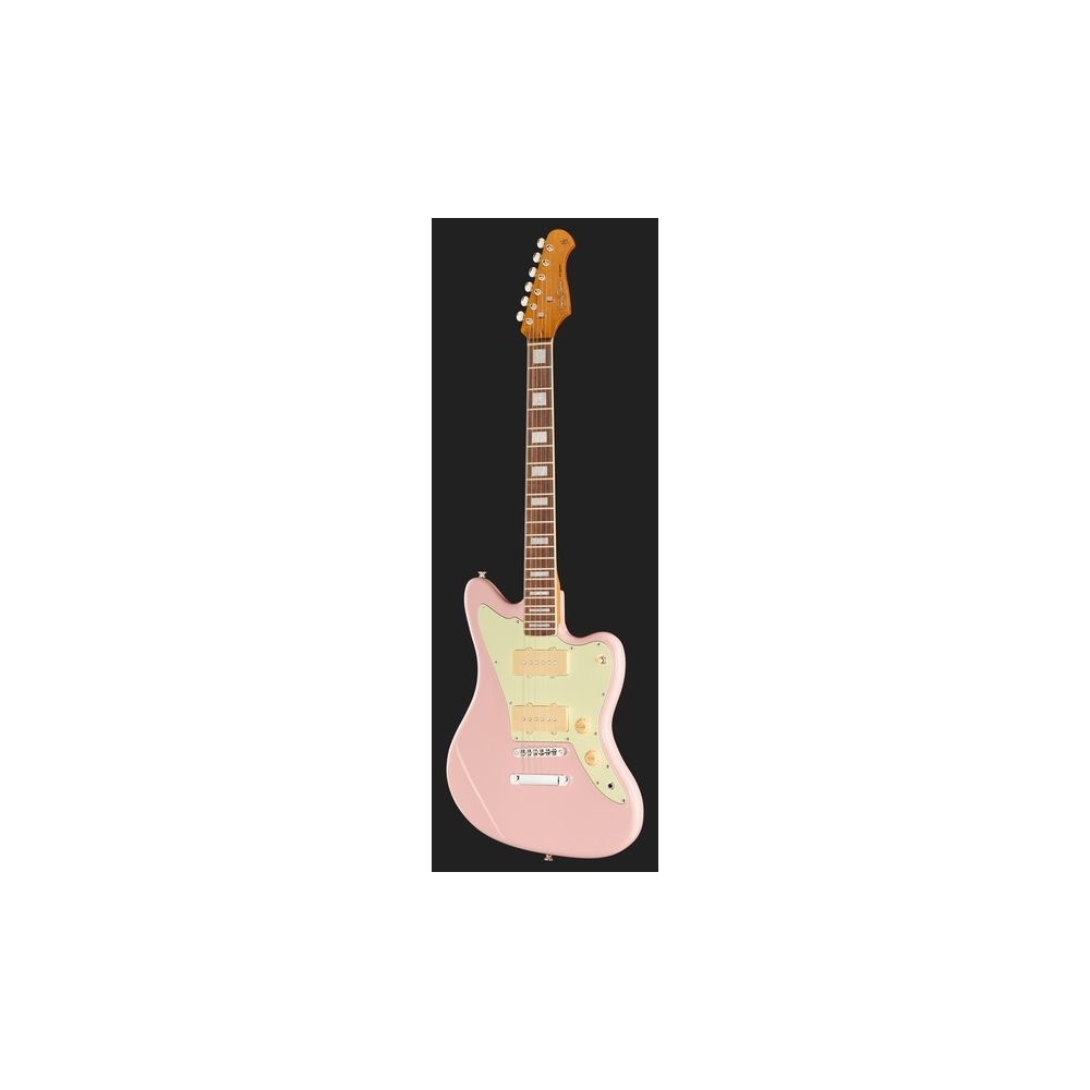 גיטרת אופסט חשמלית Harley Benton – 2 פיקאפי Roswell JM, שיבוצי בלוק, Shell Pink (יבוא בלעדי) 2 האופסט הוורודה של Harley Benton – גיטרת אופסט חשמלית, תמונה 2