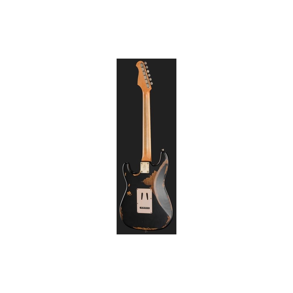 גיטרה חשמלית Harley Benton בסגנון סטראט וינטג׳ – גימור Heavy Aged, גוף אלדר, מייפל מקורמל, שחור (יבוא בלעדי) 3 הסטראט השחורה בגימור Heavy Aged – גיטרה חשמלית, תמונה 3