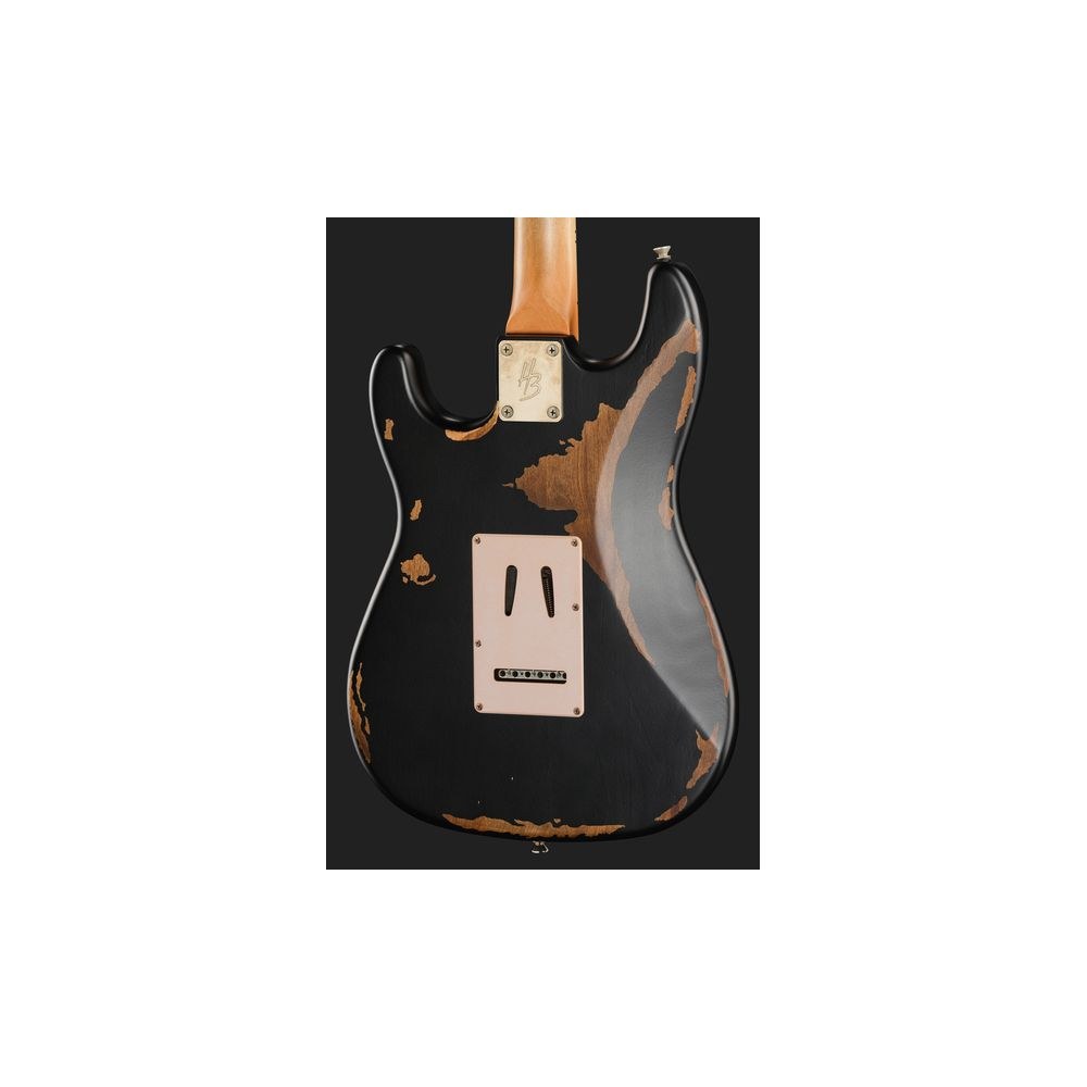 גיטרה חשמלית Harley Benton בסגנון סטראט וינטג׳ – גימור Heavy Aged, גוף אלדר, מייפל מקורמל, שחור (יבוא בלעדי) 5 הסטראט השחורה בגימור Heavy Aged – גיטרה חשמלית, תמונה 5