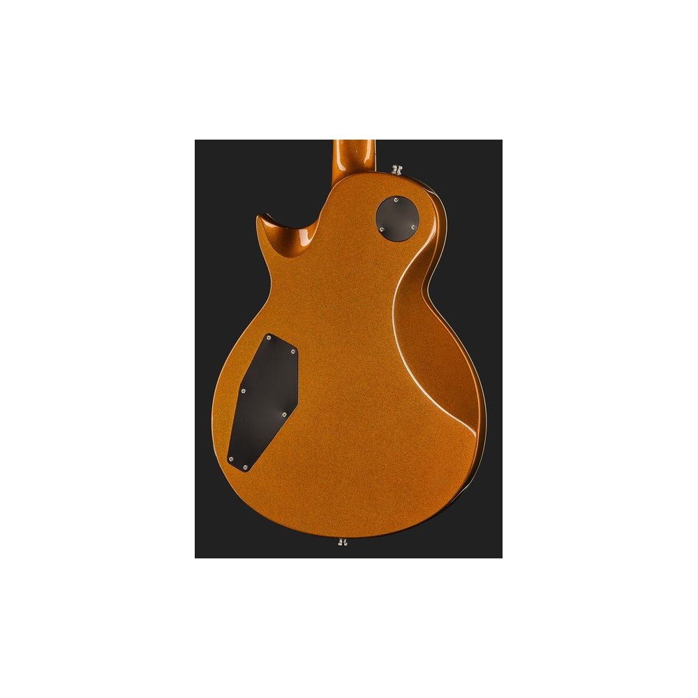 גיטרה חשמלית Harley Benton בסגנון סינגל-קאט – Gold Top, סריגי נירוסטה, הומבאקרים עם פיצול סלילים (יבוא בלעדי) 5 הסינגל-קאט בגימור Gold Top של Harley Benton – גיטרה חשמלית בסגנון סינגל-קאט, תמונה 5