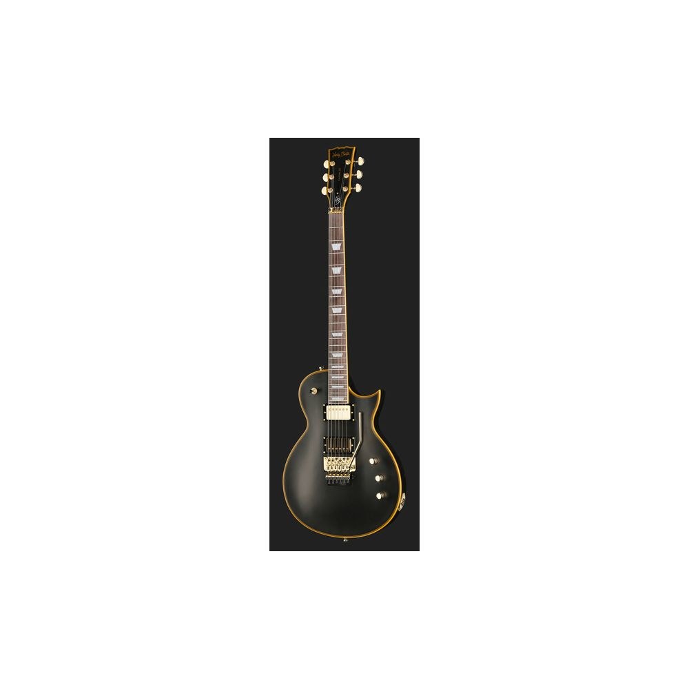 גיטרה חשמלית Harley Benton סינגל-קאט עם Floyd Rose – סריגי נירוסטה, מתכות זהב, שחור מט (יבוא בלעדי) 2 הסינגל-קאט עם ה-Floyd Rose של Harley Benton – גיטרה חשמלית סינגל-קאט, תמונה 2