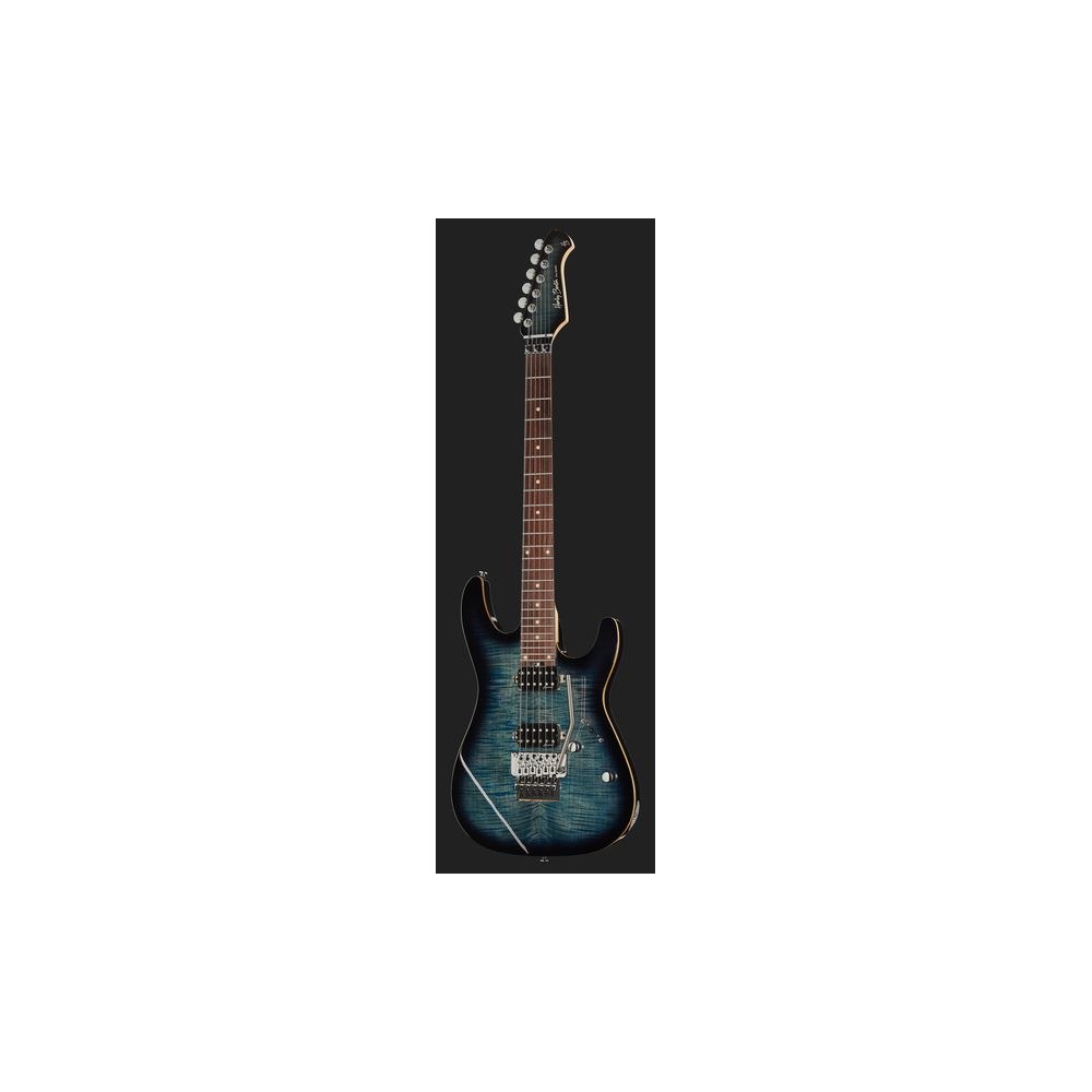 גיטרה חשמלית Harley Benton עם Floyd Rose – 2 הומבאקרים, טופ מייפל להבה, סריגי נירוסטה, כחול (יבוא בלעדי) 2 הסופרסטראט הכחולה עם ה-Floyd Rose – גיטרה חשמלית סופרסטראט, תמונה 2