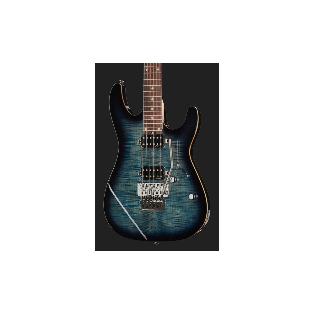 גיטרה חשמלית Harley Benton עם Floyd Rose – 2 הומבאקרים, טופ מייפל להבה, סריגי נירוסטה, כחול (יבוא בלעדי) 4 הסופרסטראט הכחולה עם ה-Floyd Rose – גיטרה חשמלית סופרסטראט, תמונה 4
