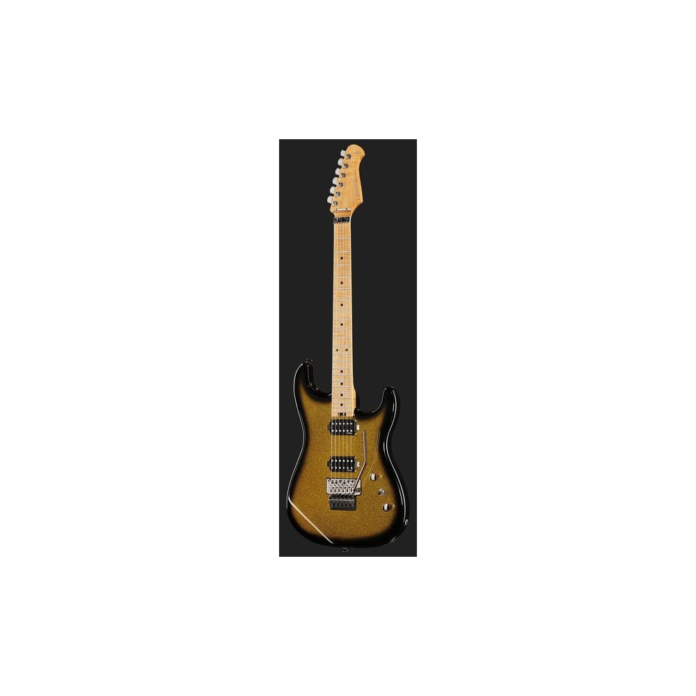 גיטרה חשמלית Harley Benton סופר-סטראט HH עם Floyd Rose – פרטת מייפל, 2 הומבאקרי Tesla, זהב נוצץ (יבוא בלעדי) 2 הסופר-סטראט HH הזהובה – גיטרה חשמלית, תמונה 2