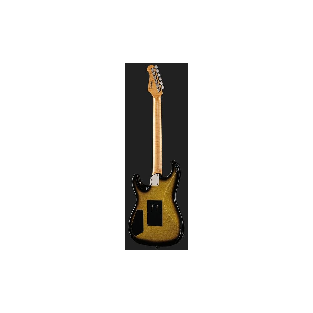 גיטרה חשמלית Harley Benton סופר-סטראט HH עם Floyd Rose – פרטת מייפל, 2 הומבאקרי Tesla, זהב נוצץ (יבוא בלעדי) 3 הסופר-סטראט HH הזהובה – גיטרה חשמלית, תמונה 3