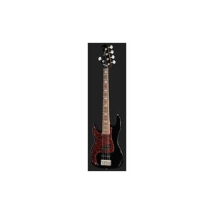גיטרה בס 5 מיתרים לשמאליים Harley Benton מסדרת Deluxe – גוף אלדר, 2 סינגל קויל אלניקו 5, שחור (יבוא בלעדי)
