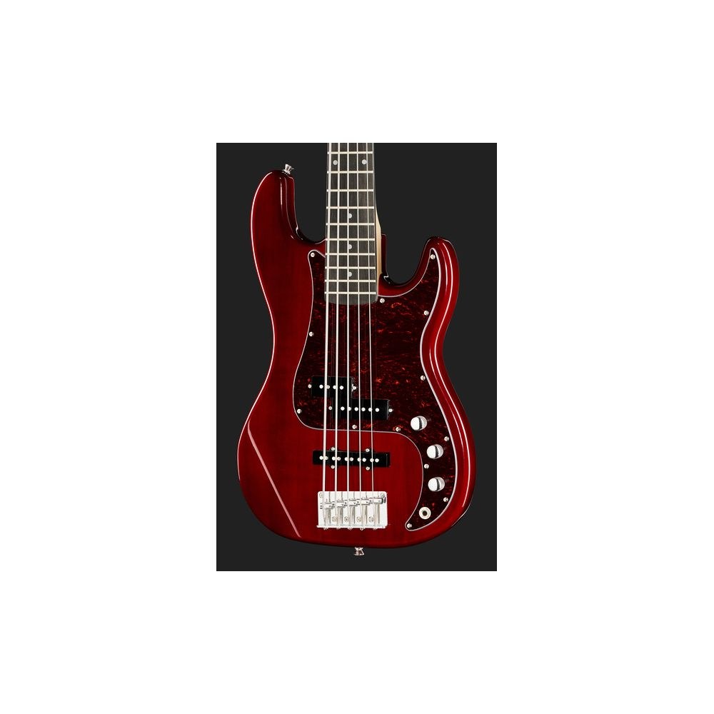 גיטרה בס 5 מיתרים Harley Benton בתצורת PJ – פרסישן וג׳אז, Hot Rod Trans Red (יבוא בלעדי) 4 בס ה-PJ האדום 5 המיתרים של Harley Benton – גיטרה בס 5 מיתרים, תמונה 4