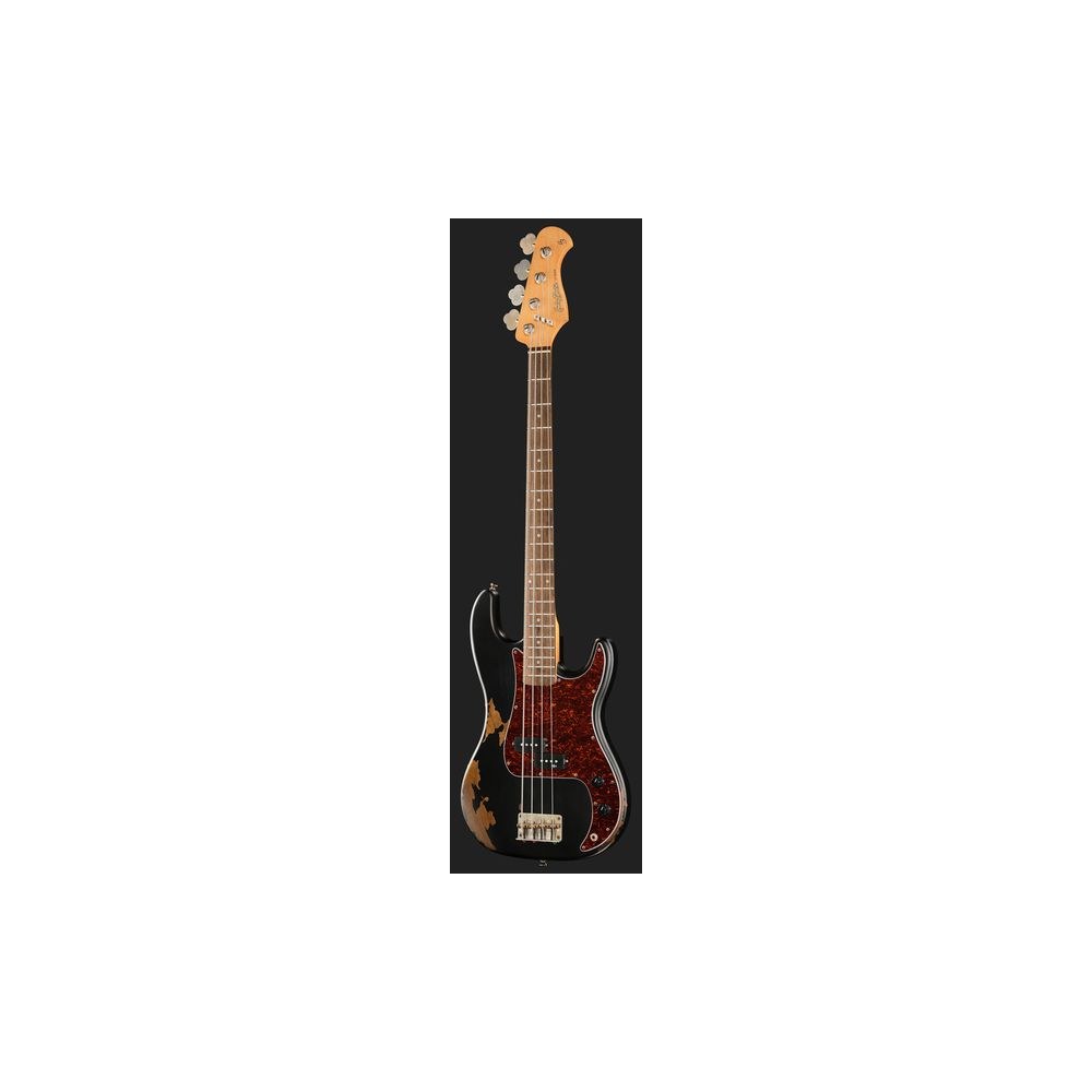 גיטרה בס Harley Benton בסגנון פרסישן שנות ה-60 בגימור מיושן – פיקאפ אלניקו 5, גוף אלדר, שחור (יבוא בלעדי) 2 הפרסישן המיושן השחור – גיטרה בס, תמונה 2