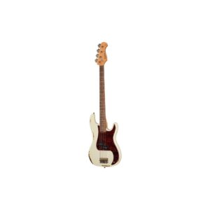 גיטרה בס Harley Benton בסגנון פרסישן וינטג׳ – גימור Light Aged, גוף אלדר, 34 אינץ׳, Olympic White (יבוא בלעדי)
