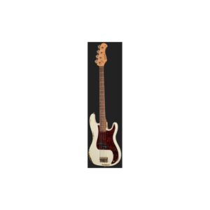 גיטרה בס Harley Benton בסגנון פרסישן וינטג׳ – גימור Light Aged, גוף אלדר, 34 אינץ׳, Olympic White (יבוא בלעדי)