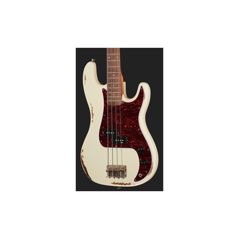 גיטרה בס Harley Benton בסגנון פרסישן וינטג׳ – גימור Light Aged, גוף אלדר, 34 אינץ׳, Olympic White (יבוא בלעדי) 4 הפרסישן הלבנה בגימור Light Aged – גיטרה בס, תמונה 4