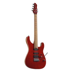 גיטרה חשמלית EKO Aire 800 Musa – אדום Red Flamed, HSS ו-24 סריגים