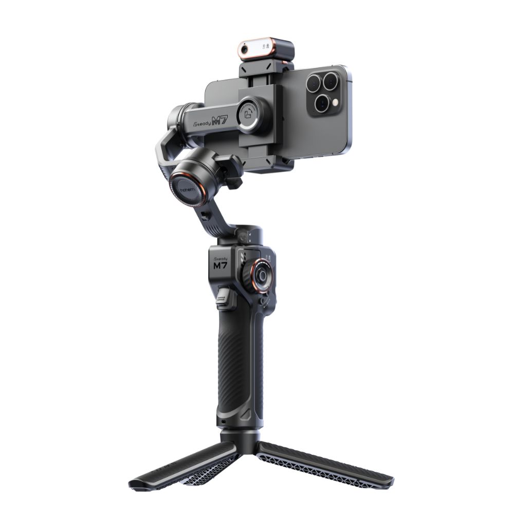 גימבל לסמארטפון Hohem iSteady M7 – מעקב AI מובנה, שלט עם מסך מגע נשלף ותאורת מילוי RGB 5 Hohem iSteady M7 גימבל לסמארטפון 5