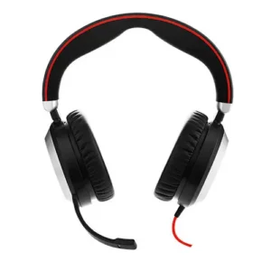 מערכת ראש סטריאו Jabra Evolve 80 MS – ביטול רעשים אקטיבי, חיבור USB ו-3.5 מ״מ ונורית Busylight