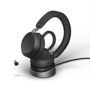 מערכת ראש אלחוטית Jabra Evolve2 75 MS USB-C עם מעמד טעינה – ANC מתכוונן, 8 מיקרופונים ועד 36 שעות
