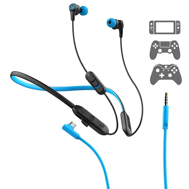 אוזניות גיימינג אלחוטיות סביב הצוואר JLab Play Gaming Wireless Earbuds – עד 11 שעות, IP55 וכבל AUX 3 JLab Play Gaming Wireless Earbuds אוזניות גיימינג 3