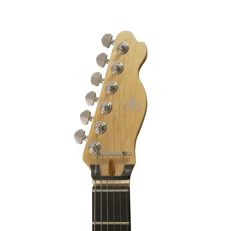 Journey Instruments OT990BL – גיטרה חשמלית כחולה מתפרקת בסגנון T 6 Journey OT990BL – ראש הגיטרה ומנגנון החיבור לצוואר