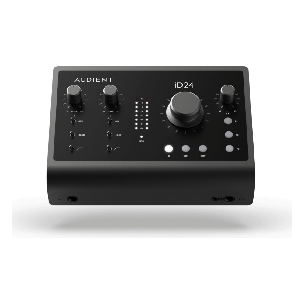 כרטיס קול Audient iD24 – 2 פרה-אמפים Audient Console, הרחבת ADAT ו-Loopback 5 כרטיס קול Audient iD24 במארז מתכת אפור – תמונה 5