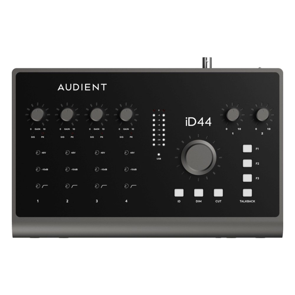 כרטיס קול Audient iD44 MKII – 4 פרה-אמפים Audient Console והרחבת ADAT 1 כרטיס קול Audient iD44 MKII עם 4 פרה-אמפים