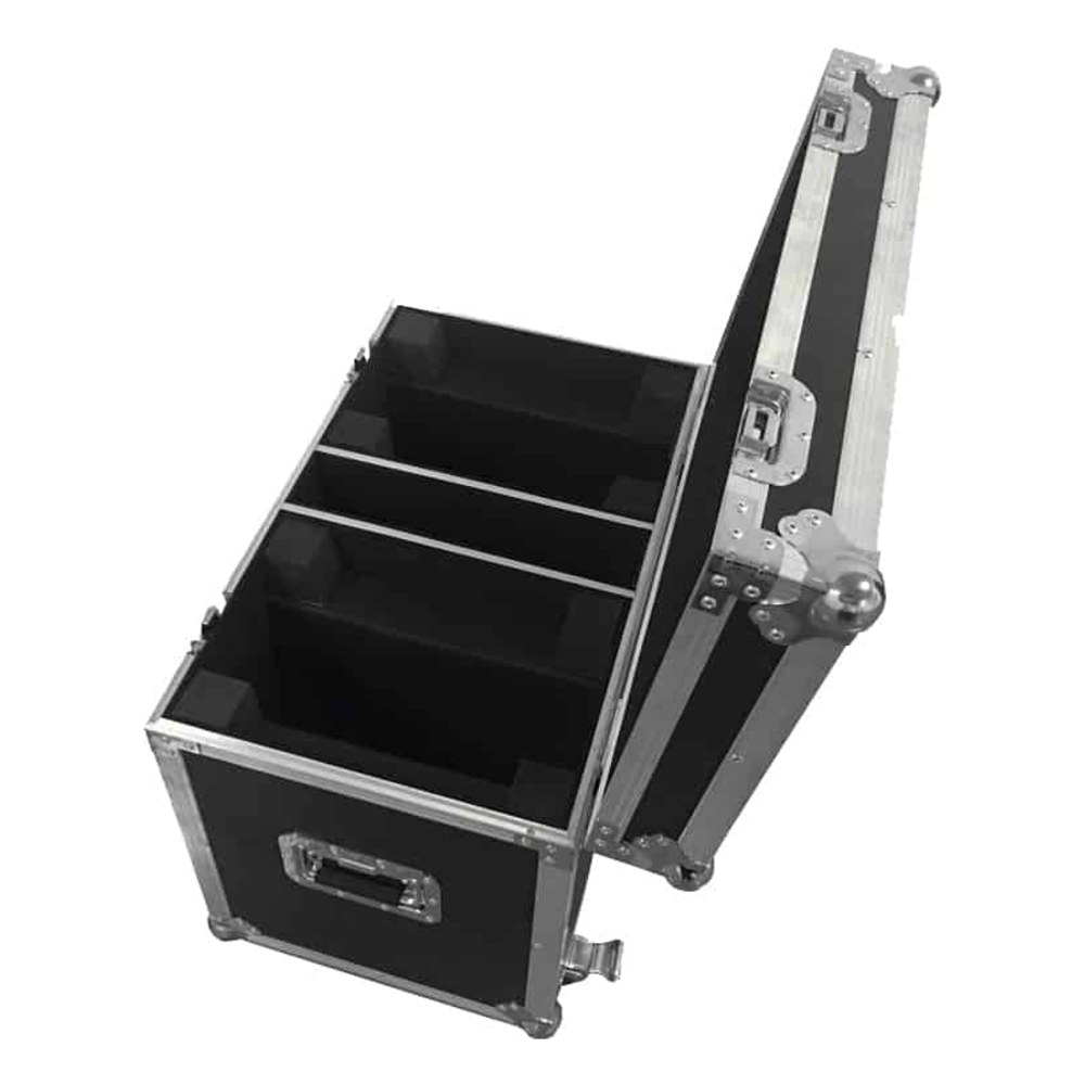 קייס לשני פנסי Shadow K10 – אלומיניום ועץ לבנה, תאים מרופדים וגלגלים 3 קייס עם גלגלים לשני פנסי Shadow K10 – תמונה 3