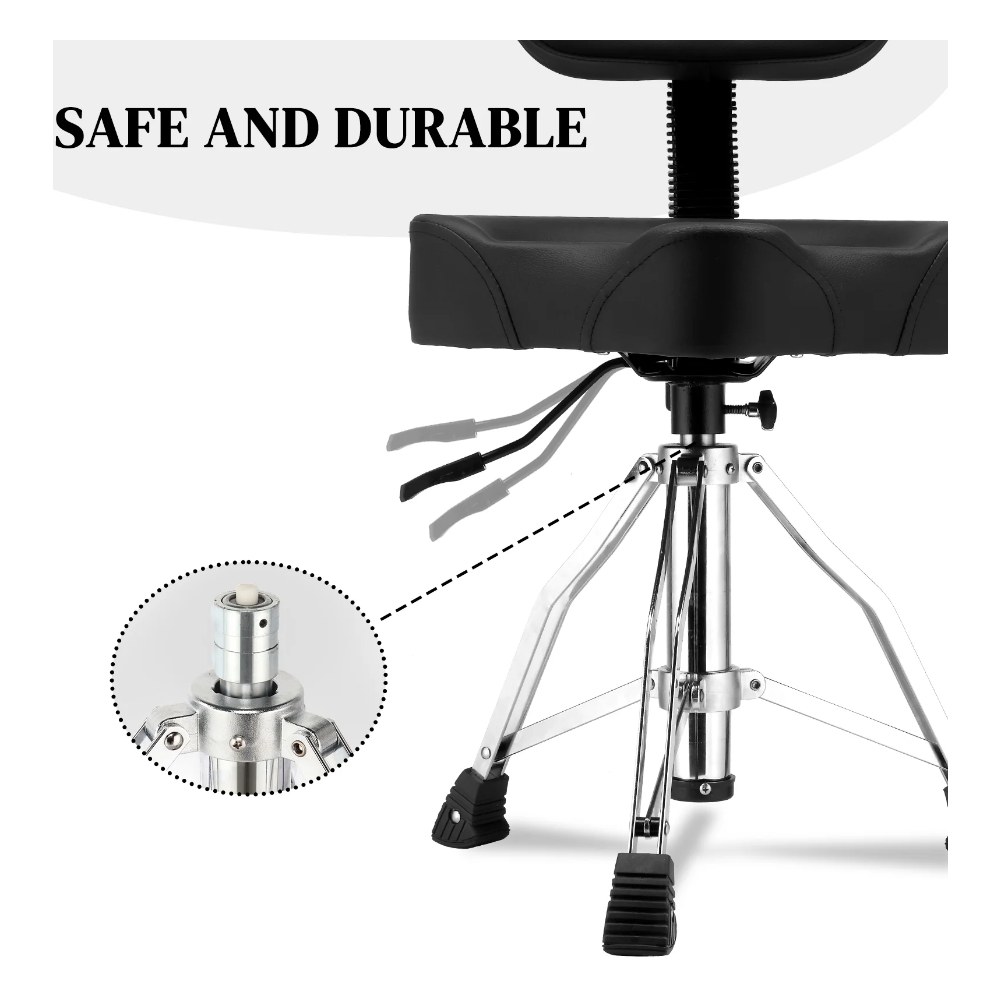 כיסא תופים מקצועי עם משענת Koala Drums YWDS-13A – שחור, עומס עד 200 ק״ג 4 כיסא תופים עם משענת Koala Drums YWDS-13A בצבע שחור – תמונה 4