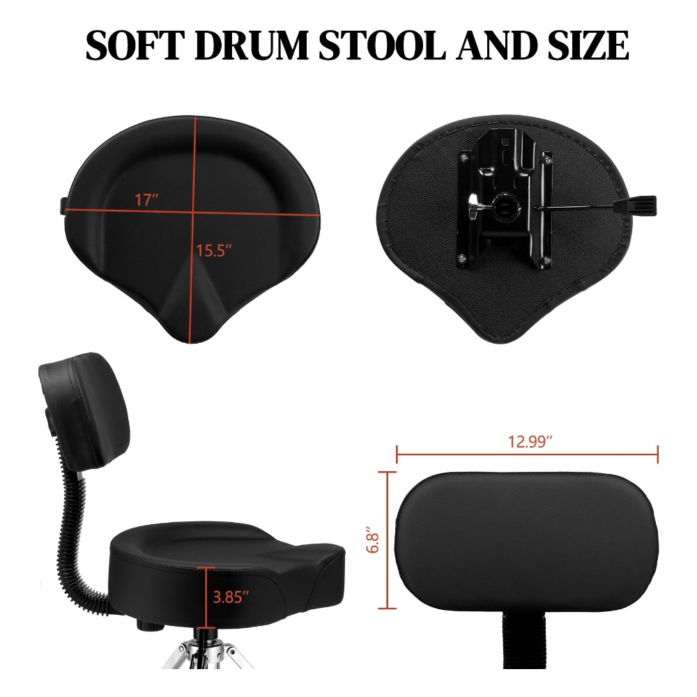 כיסא תופים מקצועי עם משענת Koala Drums YWDS-13A – שחור, עומס עד 200 ק״ג 5 כיסא תופים עם משענת Koala Drums YWDS-13A בצבע שחור – תמונה 5