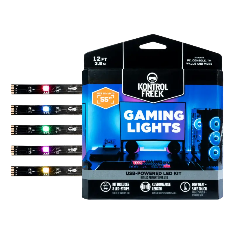 סט פסי תאורת LED לגיימינג KontrolFreek Gaming Lights – 3.6 מטר, הפעלה ב-USB, 8 צבעים ו-5 אפקטים 1 KontrolFreek Gaming Lights פסי תאורת LED
