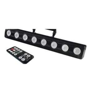 בר לד RGBW לשטיפת קירות – 8 נורות 4-ב-1, DMX512, צג ושלט רחוק