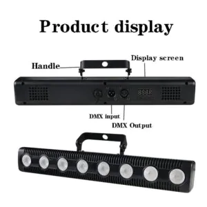 בר לד RGBW לשטיפת קירות – 8 נורות 4-ב-1, DMX512, צג ושלט רחוק