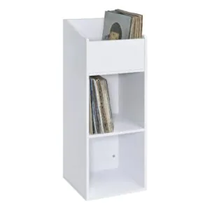 מעמד לתקליטים ולפטיפון Musiea BX240 בצבע לבן – עד 240 תקליטים, קומפקטי