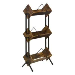מעמד לתקליטים ולפטיפון Musiea BX300 בצבע אגוז – 3 קומות, עד 300 תקליטים
