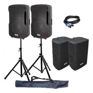 מערכת הגברה BLG Audio BP13-12 – זוג רמקולים 12 אינץ׳ מוגבר ופסיבי, 1600W עם סטנדים